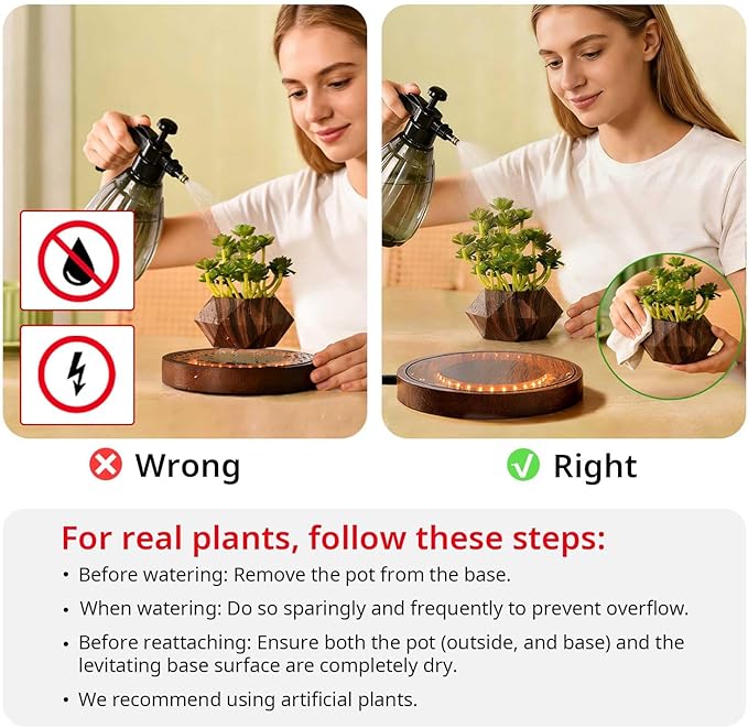CENTRALEV Magnetic Levitating Plant Pot with LED Light, 360° Rotating Floating Planter for Succulents, Unique Gift for Christmas, Valentine's & Mother's Day, Modern Home Office Desk Decor
