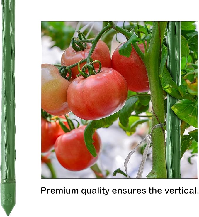 FEED GARDEN Garden Stakes 48 Inch 4ft 25 Pack,Sturdy Plant Metal Sticks Support,Plastic Coated Plant Stakes,Tomato Stakes,Beans,Trees