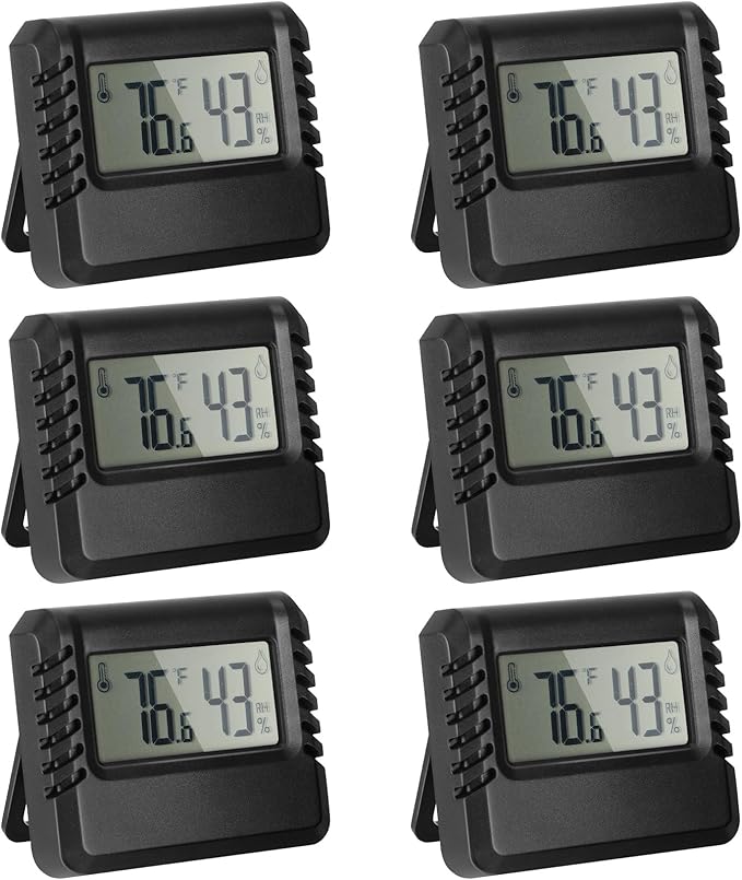 Copkim 6 Pcs Digital Temperature and Humidity Monitor Meter Room Gauge Mini Hygrometer Thermometer with Accurate Temperature Humidity Sensor for Greenhouse