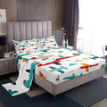 Feelyou Twin Sheets Aircraft Sheet Set for Boys, Kids Cartoon Helicopter Airplane Bedding Set, Children Toddler Soft and Cozy Cute Flying Plane Bed Sheets Kawaii Room Decor Colorful Bed Set 4 Pcs