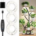 3 Head White Halo Angel Ring Ceiling LED Plant Growth Lights for Shelf, 3000K+6000K Full Spectrum Grow Lamps for Plant Growth Indoor Plants with 6/12/16H Timer, 3 Spectral Modes, 10 Dimmable Levels
