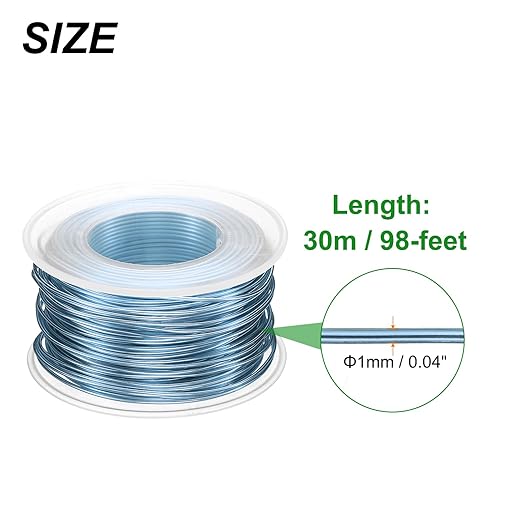 HARFINGTON Bonsai Wire Anodized Aluminum Training Wire Roll 1mm/18 Gauge 98ft Length Bendable Bonsai Tree Kit for Garden, Horticulture, Landscape, Planting, Gray Blue