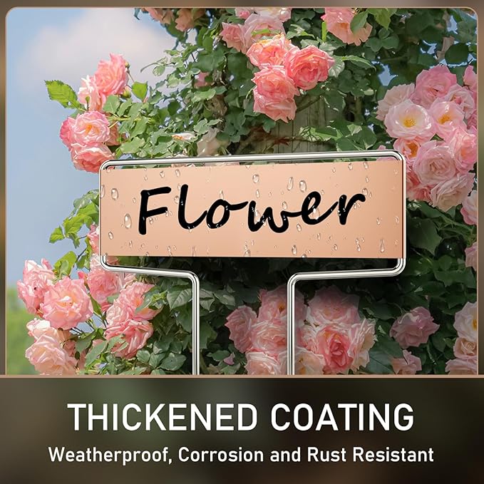 25PCS 10" Copper Metal Plant Tags Plant Labels with 50Pcs Labels, Rainproof PET Film & 2 Permanent Pen, Weatherproof Banner Garden Markers, Marking Protection Seedling Signs Nursery Tags