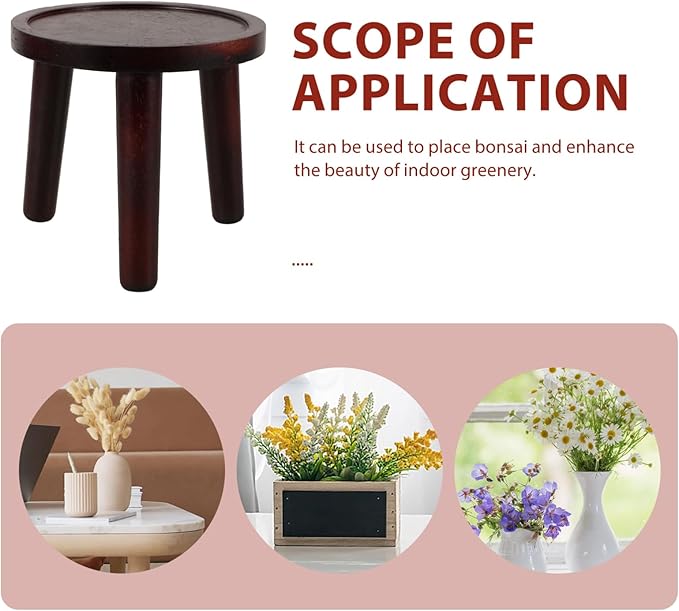 Milisten Wooden Plant Stand Indoor Potted Plant Riser Small Bonsai Display Holder 5.90X5.90X5.51 Inches Space-Saving Home Office Dorm Decor