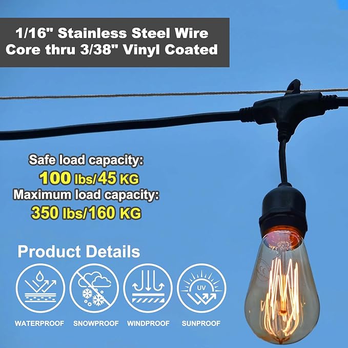 TooTaci M5 Turnbuckles for Cables Wire, 200ft 1/16 Stainless Steel Wire Rope with Tensioner Kit, 1/16 Vinyl Coated Steel Cable for Outdoor Lights Hanging, Climbing Plants, Trellis and Fences