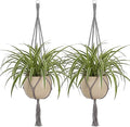 EBOOT 2 Pack 48 Inch Large Macrame Plant Hanger Rope to Hang Flower Pot Plant Holder for Indoor Outdoor Decorations, 4 Legs (Grey)