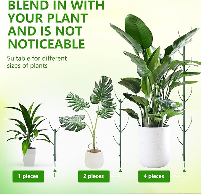 10 Pack Stackable Monstera Plant Support, Garden Plant Support Stakes for Indoor Outdoor Plants, Climbing Plant Support Structures Plant Holder Stick Moss Pole for Support Tall Potted Plants