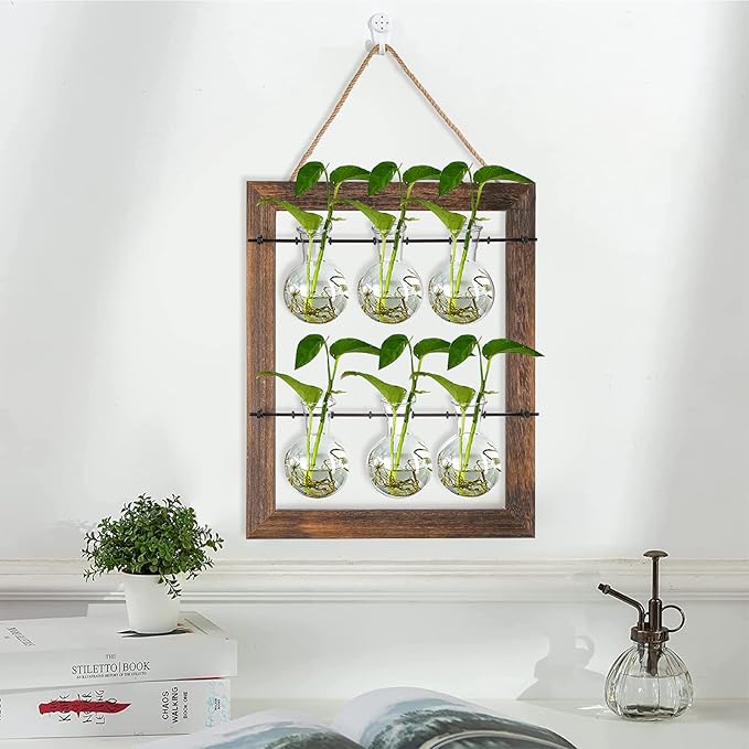 Elsjoy Wall Hanging Propagation Station, Hanging Glass Terrarium Wall Planter Vase for Hydroponics Plants, Home Decor