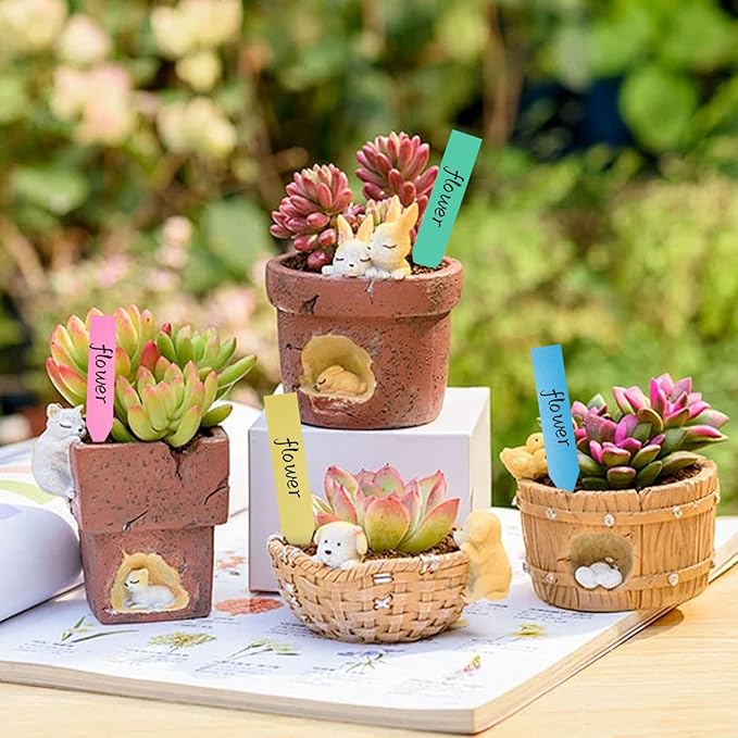 Plant Markers Garden Labels 1000 Pcs Plastic Plant Labels Name Tags with Permanent Marking Pen for Seedlings Outdoor Nursery Garden Identification Stakes Tags Pot Marker 5 Colors