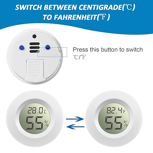 Weewooday Mini Hygrometer Thermometer Digital LCD Monitor Indoor/Outdoor Room Humidity Meter Temperature Gauge for Greenhouse Garden Reptile Incubator Cellar ℉/℃(White,4 Pcs)