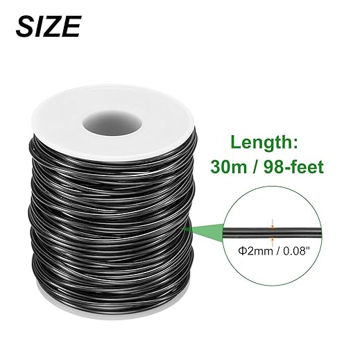 HARFINGTON Bonsai Wire Anodized Aluminum Training Wire Roll 2mm/12 Gauge 98ft Length Bendable Bonsai Tree Wire for Garden, Horticulture, Landscape, Planting, Black