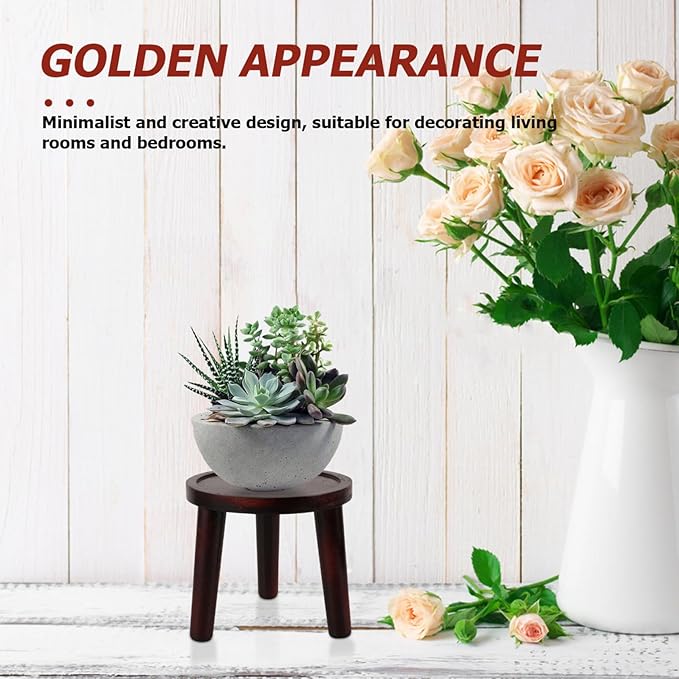 Milisten Wooden Plant Stand Indoor Potted Plant Riser Small Bonsai Display Holder 5.90X5.90X5.51 Inches Space-Saving Home Office Dorm Decor