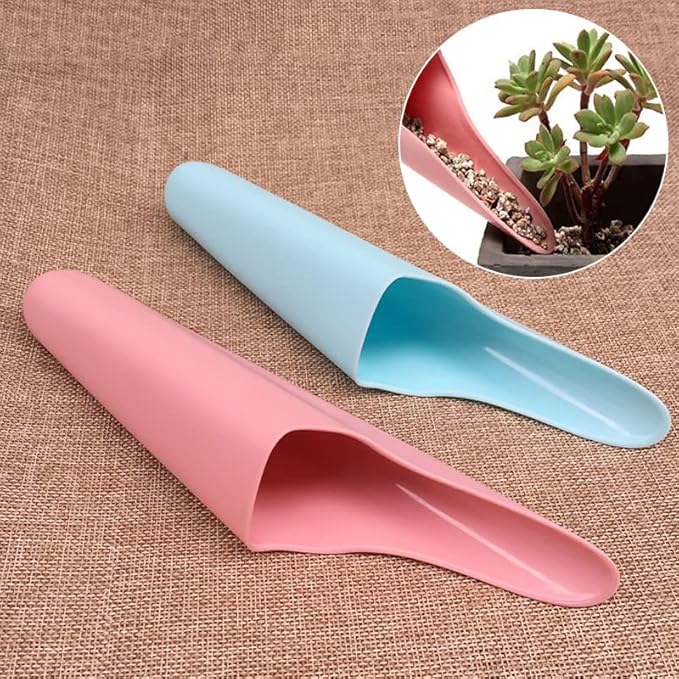 2 Pack Bonsai Soil Scoops Precision Potting Soil Scoop Far Reaching Hand Spreader Shaker Garden Cultivation Scoop for Digging Planting Transplanting Gardening Tool Seeds Fertilizer