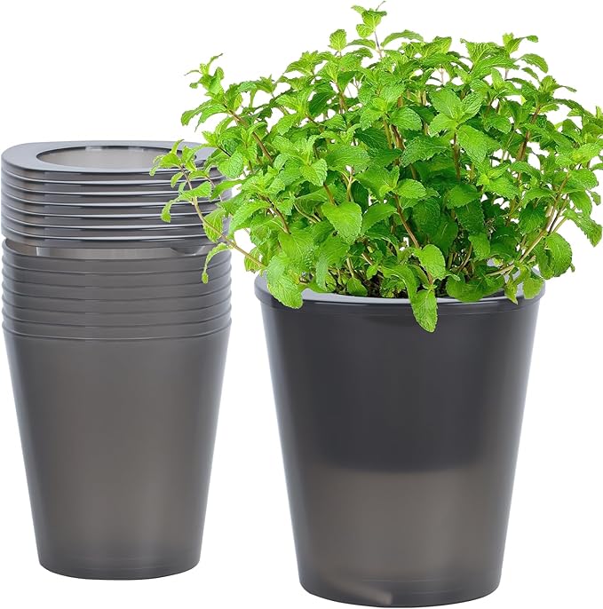 Oliz Self Watering Planter 8 Pcs,4.3 Inch Flower Plant Pot with Inner Pot, Indoor Self Watering Planter Pot for Herbs, Flowers