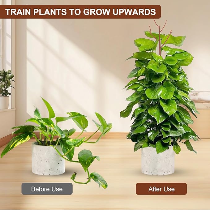 PERSZEN 6 Pack Stackable Monstera Plant Support, Plant Stakes for Indoor and Outdoor Plants Use, Garden Stakes for Climbing and Potted Plants, Pothos, Philodendron, Brown