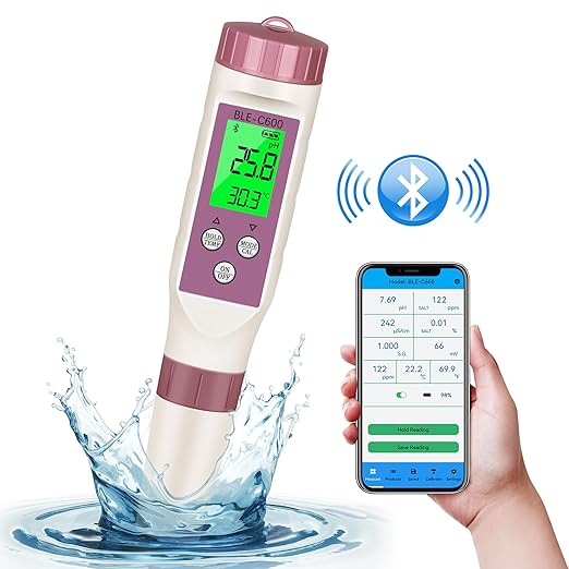 PH Meter 7-in-1 Tds Meter/Salinity Tester/pH Meter/EC Meter/Orp Meter/S.G Meter/Temp ph Tester Digital,PH Meter for Water 0.01pH Accuracy,Tds Meter with ATC.