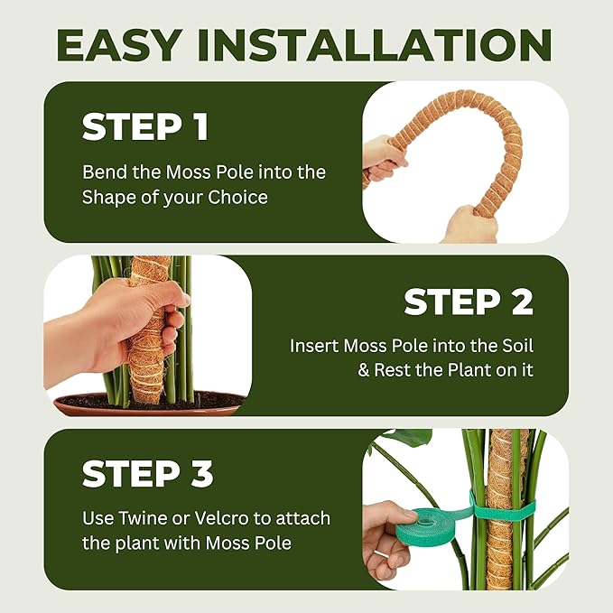 2 Pack 30 Inch Moss Pole for Plants, Moss Poles for Climbing Plants Monstera, Handmade Coco Coir Plant Pole, Monstera Plant Support for Plant Grow