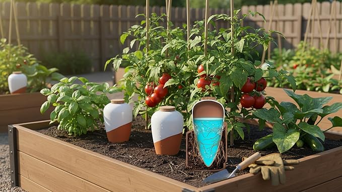 Plant Self Watering Globes - Terracotta Watering Spikes - Slow Release Olla Pots - Holds 14 oz - Drip Irrigiation Olla System