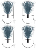 uxcell 4 Pcs Wall Decor Metal Black Wall Art Hanging Planters with Artificial Pampas, Wall-Mounted Decor Metal for Display Artwork Plant Hanging Living Room Bedroom, Blue (Oval)