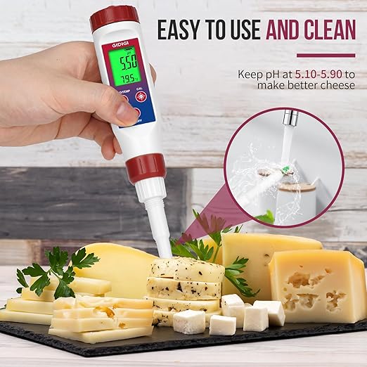 Smart pH Meter for Food, GIDIGI Digital Food pH Tester, Accurate Canning pH Test Kits with ATC, Professional Fermenting pH Test Pen, Spear pH Probe for Bread Cheese Sushi Rice Sourdough Sauce Meat