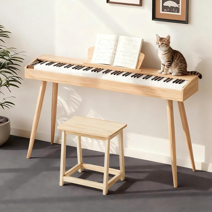 Wooden Step Stool Tall Seat Stool Dining Piano Stool End Side Table Wood Plant Stand Table Indoor Bedside Table Nightstand Flower Pot Stand for Living Room Bathroom Bedroom Kitchen (Natural)