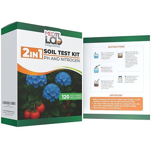 Soil Test Kit- 2-in-1 Soil & Nitrogen Test Strips(120 cnt), Accurate Soil Tester for Garden, Plants, Vegetables, Flowers, and Lawn Care.