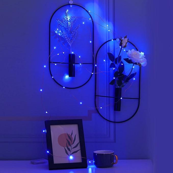 Ariceleo Led Fairy Lights Battery Operated, 1 Pack Mini Battery Powered Copper Wire Starry Fairy Lights for Bedroom, Christmas, Parties, Wedding, Centerpiece, Decoration (5m/16ft Blue)
