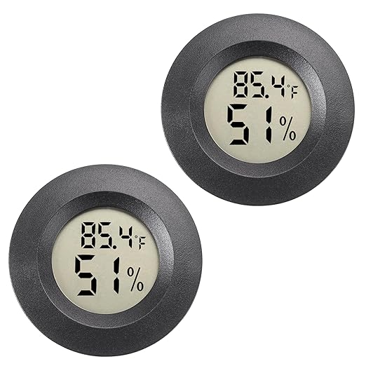 Mini Hygrometer Digital Thermometer Humidity Meter 2 Pack Hygrometer Thermometers Indoor/Outdoor Humidity Monitor Reptile Thermometer for Greenhouse Garden Cellar Fahrenheit(℉)/ Celsius(℃)