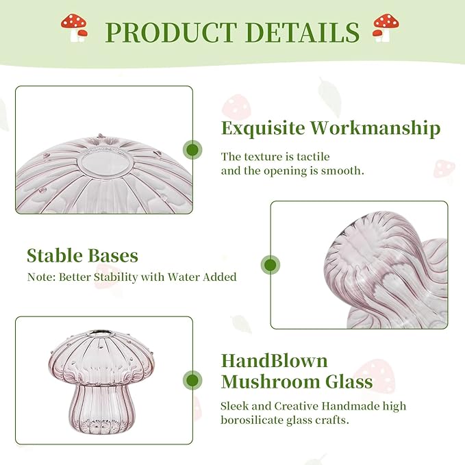 Glasseam Mushroom Propagation Stations for Plants: Colored Hand-Blown Cute Glass Planters for Indoor Plants - 5Pcs Small Hydroponic Terrarium Jars for Home Decor - Gifts for Women Mom Friends