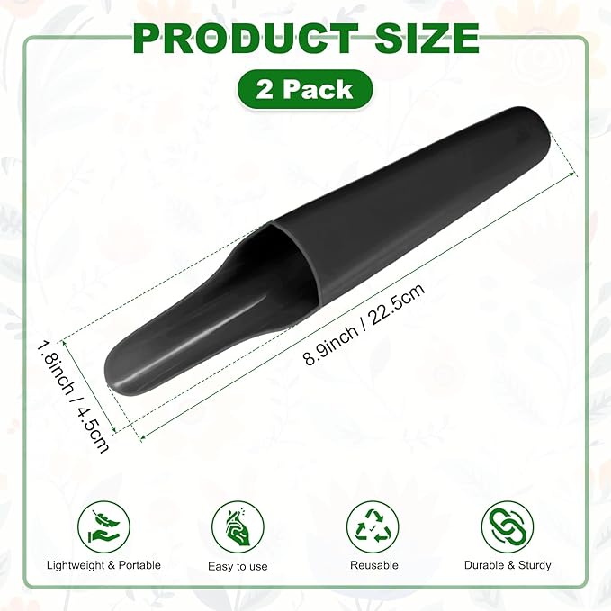 M METERXITY 2-Pack Bonsai Soil Scoops, Plastic Garden Soil Scoops Bucket Shovel Potting Scoopers for Transplanting/Flower Planting/Plant Succulent, Colorful Small Gardening Tools [Black]