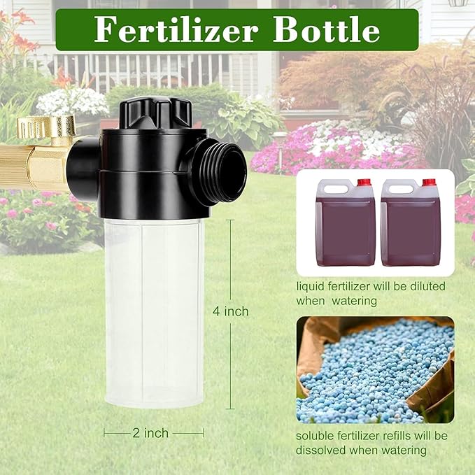 Caulimo Deep Root Watering Tool for Trees, Tree Watering Spike with Fertilizer Bottle, Stainless Steel Root Feeder for Garden, Orchard & Shrubs, Tree Irrigation System with Brass Valve|T-Handle