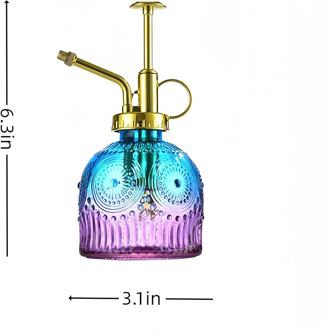 Indoor and Outdoor Potted Plant Sprayer Household Plant Glass Small Watering Can Spray Bottle Plant Sprayer Glass Spray Bottle Decorative Spray Bottle (Purple Gradient Blue)