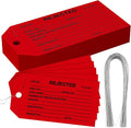 100 Pack Rejected Tags with Wire - Red Defective Product Inspection Tags, Cardstock 4-3/4" x 2-3/8" for Manufacturing Quality Checks