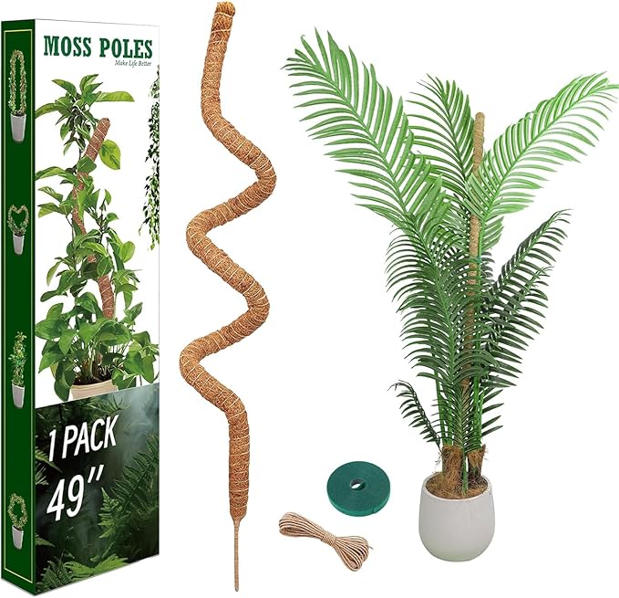 1 Pack 48'' Bendable Moss Pole Monstera Plant Support for Climbing Indoor Plants - Stakes for Potted Climbers (1)