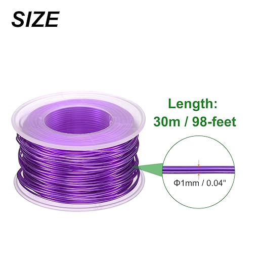 HARFINGTON Bonsai Wire Anodized Aluminum Training Wire Roll 1mm/18 Gauge 98ft Length Bendable Bonsai Tree Wire for Garden, Horticulture, Landscape, Planting, Dark Purple