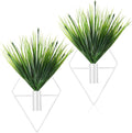 Canlierr 2 Pieces White Wall Decor Hanging Planters with Artificial Plants Metal Hanging Vase Indoor Plants Holder Modern Geometric Wall Art for Bathroom Bedroom Living Room Decor(Aquatic Plant)