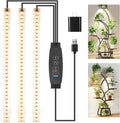 10.2'' 3 Head Grow Light Strips, LED Grow Lamps for Indoor Plants, Full Spectrum 3000K, Plant Light with 3/9/12H Timer, 10 Dimmable Levels for Seedling Succulent, Match for Plant Shelf