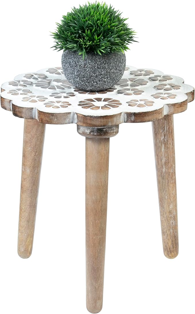 Crocon Plant Stand, Round Side Table, Wood Stool for Plant, Modern Table, Plant Table, Indoor Plant Stand, Tall Plant Holder for Flower Pots, Coffee Table Home D�cor Wood Stool, 11.7 x 12.5 Inch