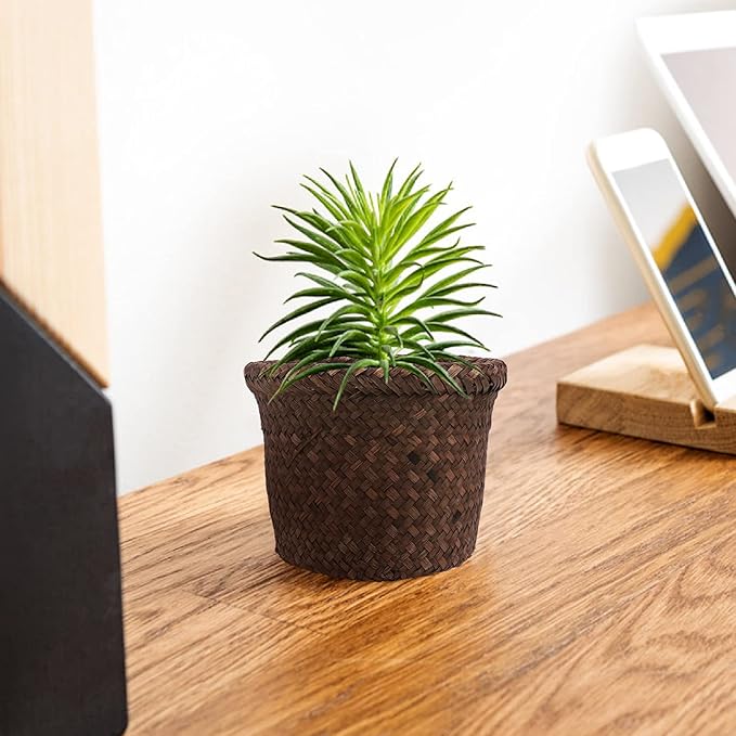 6 inch Seagrass Planter Basket, rattan plant basket Woven Flower Plant Pot Plant Container Flower Pot Cover, Stylish Planter Baskets for Indoor Plants- wicker storage bins S woven plant basket