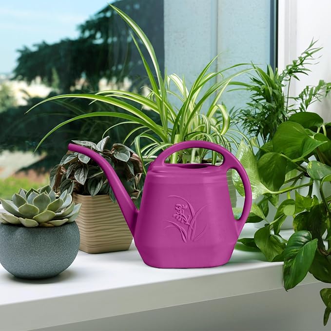 Plastic Watering Can - for Indoor and Outdoor Plant - 1/2 Gallon - Rose Red