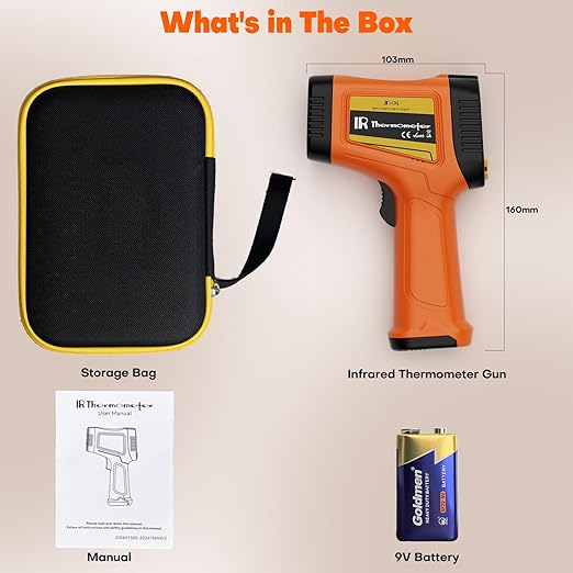 Dual-Laser Infrared Thermometer, -58°F to 2732°F (-50°C to 1500°C) Temperature Gun, 50:1 Non-Contact Temp Gun for Metal Smelting, Furnace, HVAC, Pizza Oven & Engine Diagnostics