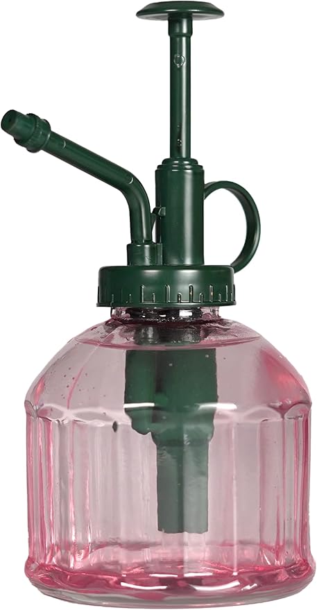 Houseplant Mister Spray Bottle – 180ml Pink Glass Plant Sprayer with Green Lid – Fine Mist for Humidity Control – Stylish Indoor Plant Care Accessory – Ergonomic and Leakproof Design