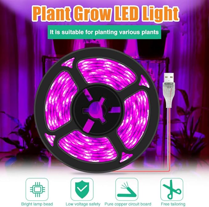 CALIDAKA LED Plant Grow Light Strips,Waterproof Plant Grow Light,Full Spectrum Growing Lamp for Indoor Plants Succulents Hydroponics Greenhouse Gardening USB Grow Light Bars