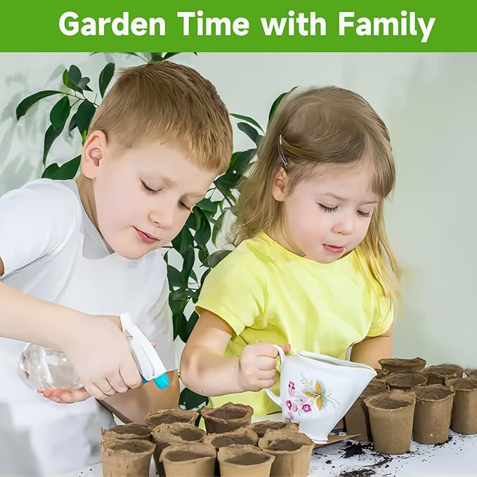 131 Pcs Organic Peat Pots, 3.15 Inch Nursery Pot, Round Plant Seedling Pots with Drainage Holes, Small Seed Starting Starter Tray Bulk, Garden Germination Container with 131 Planting Labels