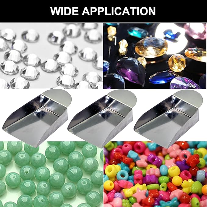 3 Pcs Bead Spoon Professional Diamond Jewelry Mini Bead Scoop with Handle for Pearls Gemstones Pick up Tools