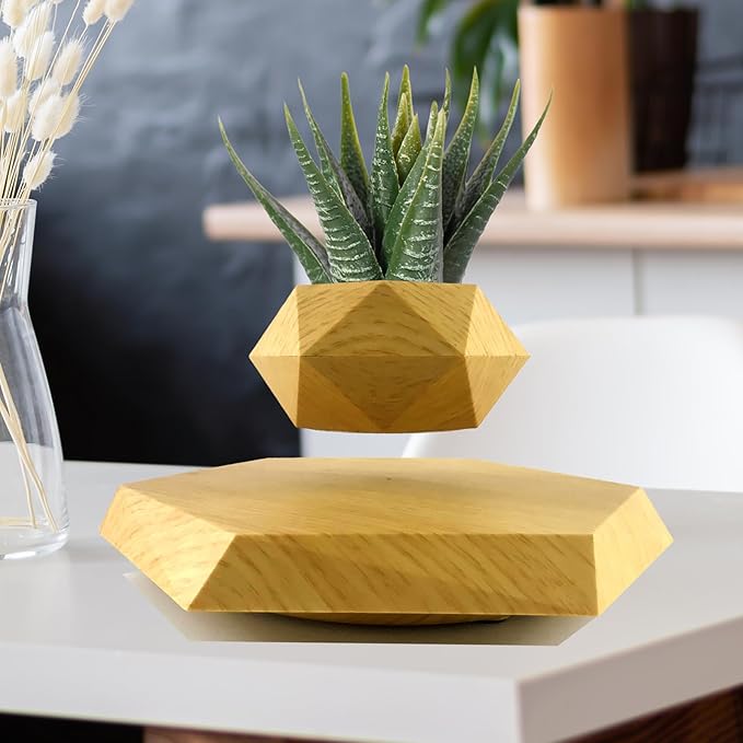 Magnetic Levitating Plant Pot Hexagon Floating Flower Pot Small Bonsai Planter for Succulent Nordic Style Home and Office Decoration