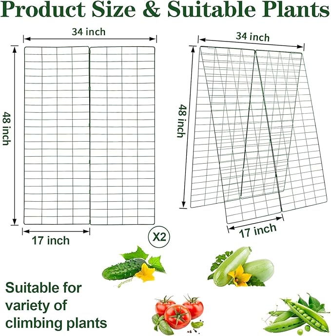48" H x 34" L Cucumber Trellis for Garden A Frame, Garden Trellis for Climbing Plants Outdoor for Raised Bed(1 Packs)