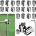 20pcs 1/8" Cable Cross Clamps, T316 Stainless Steel Cross Cable Clamps for 3mm Wire Rope or Rod Fittings, No Drilling Clips for Wire Trellis Kits (Heavy Duty)