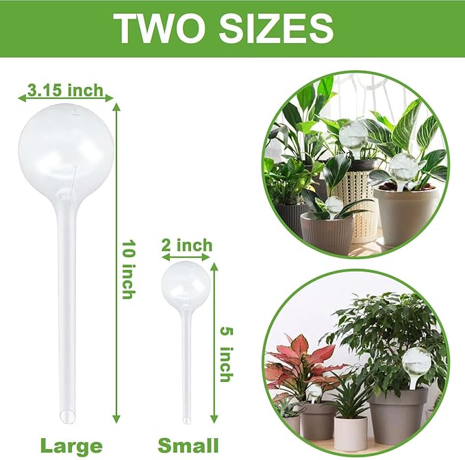 Plant Watering Globes, Self Watering Bulbs for Indoor & Outdoor Plants, Plastic Self-Watering Balls Automatic Water Irrigation Device (Clear, Large 12 Pack)