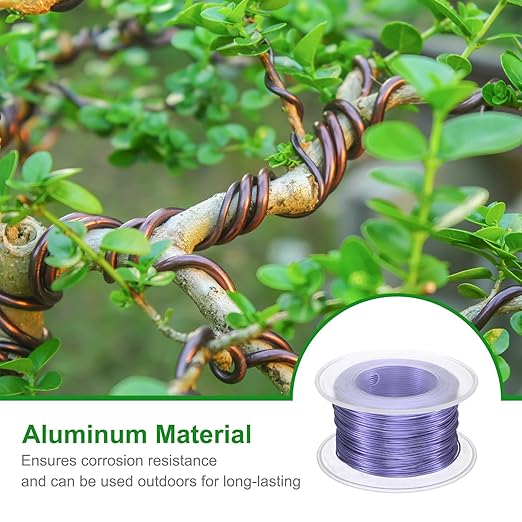 HARFINGTON Bonsai Wire Anodized Aluminum Training Wire Roll 0.8mm Gauge 98ft Length Bendable Bonsai Tree Wire for Garden, Horticulture, Landscape, Planting, Purple